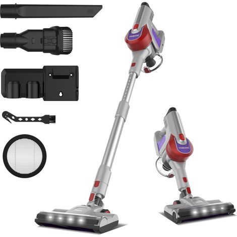 Aspirateur balai sans fil TASVAC S8 ROUGE avec écran LED et brosse à rouleau souple, haute performance, filtration efficace, batterie longue durée
