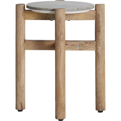 Table d'appoint nordique en marbre gris et bois de manguier - Gris marbre et bois de manguier (1/3)