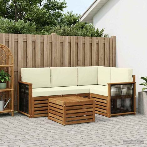 vidaXL Outdoor-Sofagarnitur 5 pcs Natur und Creme 59 x 59 x 37 cm (1/5)