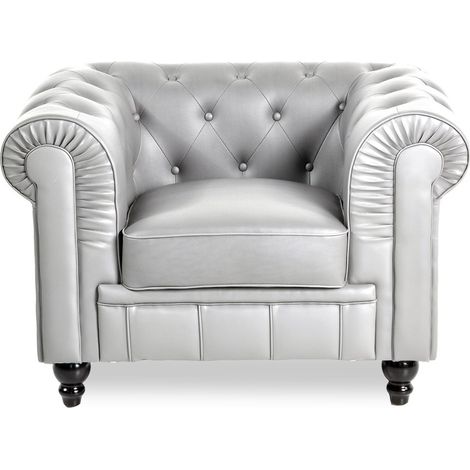 Fauteuil Chesterfield Regency Argent (1/3)