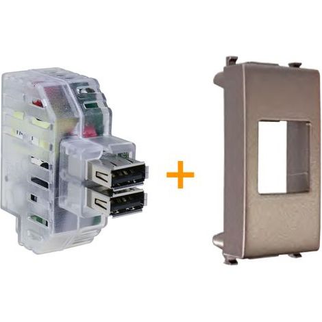 Fanton caricatore doppia presa USB AA 5V 2,4A Compatibile Vimar ARKE Metallizzato