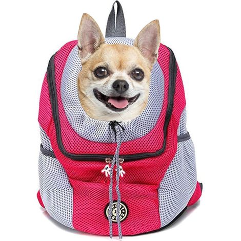 LaBlanc Sac à Dos de Transport pour Chien - Respirant，Imperméable - pour Petits Chiens et Chats - Sac à Dos de Transport réglable - rose rouge - pour randonnée, Voyage en Plein air - M (1/5)