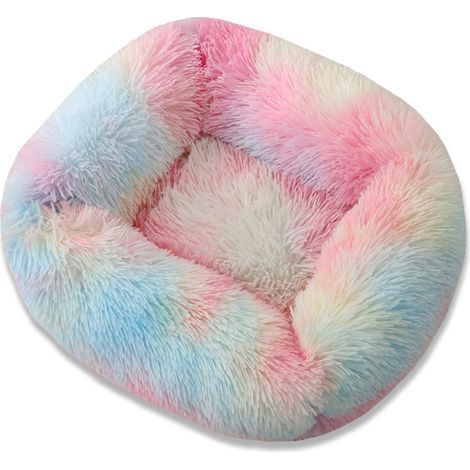 Coussin carré en peluche bleu turquoise pour chien et chat, panier douillet et confortable (1/5)