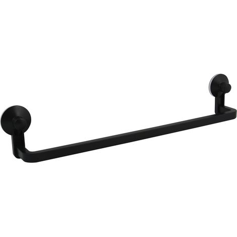 Toallero de pared con ventosas en PVC negro mate MSV