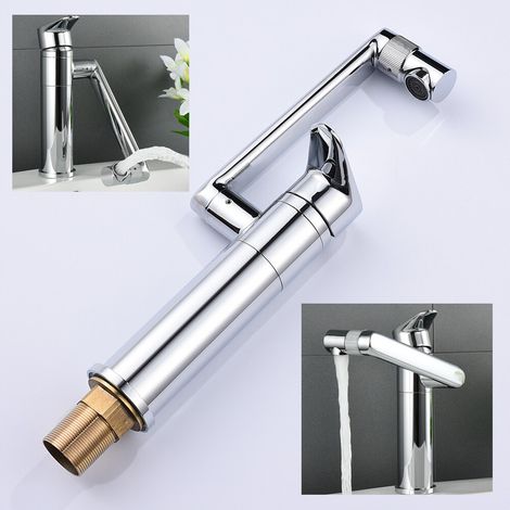 Badarmatur Ein Griff Wasserhahn Waschbecken Mischbatterie Messing 360° Drehbar (1/5)