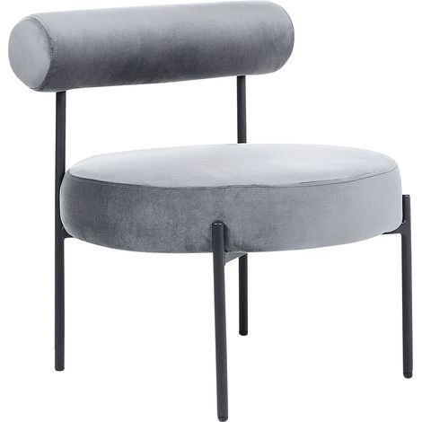 Sedia senza braccioli Seduta rotonda Roll Back Design vintage Rivestimento in velluto Grigio Alpha (1/5)