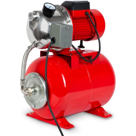 EBERTH Hauswasserwerk 3600 L/h Förderleistung, 5 bar Förderdruck, 750 Watt Leistung, Pumpe mit Druckschalter für Automatikbetrieb, selbstansaugend, 9 m Ansaughöhe, 40 m Förderhöhe, 24 L Druckkessel (1/5)