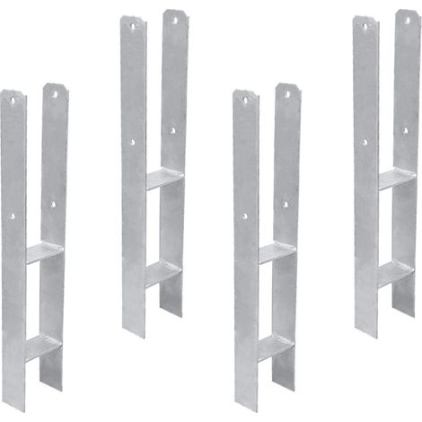 SWANEW 4x H-Anchor Supporto per palo Ancoraggio per palo zincato a caldo 600MM Ancoraggio per palo H 121MM (1/4)