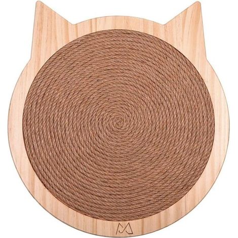 Tapis à gratter en Forme de Chat pour Chats Chatons Planche à gratter en Sisal Mural avec Ventouse Forte Meubles de Jouet de Chat en Bois Massif (1/5)