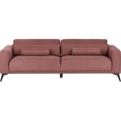 Canapé 3 Places Hauteur du Dossier Réglable Rembourré en Tissu Rouge Bordeaux Ange
