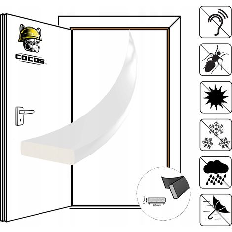 Guarnizione autoadesiva per porte e finestre I 8X2 mm BIANCO (1/5)