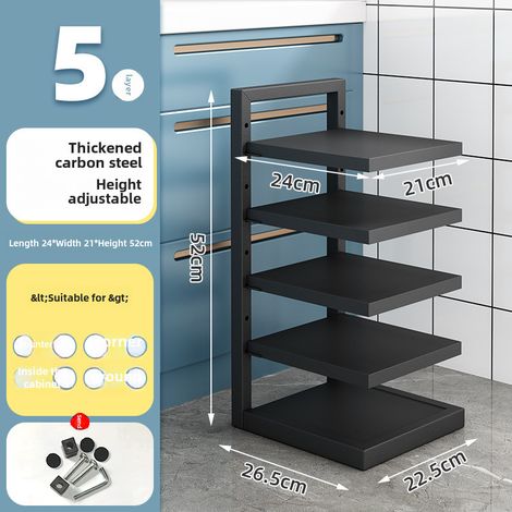 Étagère de rangement pour casseroles, espacement réglable, 5 niveaux (stratifié solide)