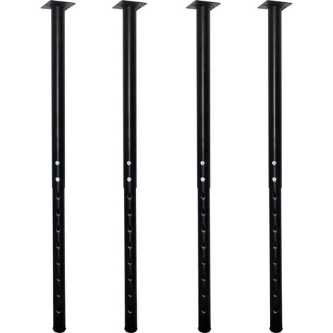 Lot de 4 Pieds de Table réglables en métal, 60 à 100 cm, Noir (1/5)