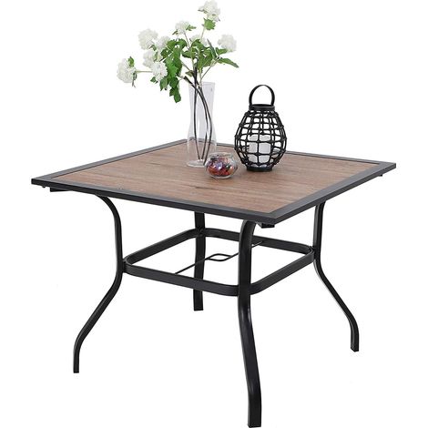 PHIVILLA Gartentisch Wetterfest Outdoor Garten Tisch Terrassentisch Balkontisch E-Beschichtung Metall 94×94×71cm Holzähnlicher Quadratische Braun