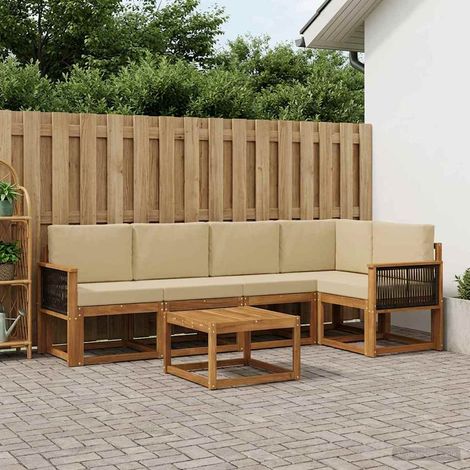 vidaXL Outdoor-Sofagarnitur 6 pcs Natur und Beige Massivholz Akazie (1/5)