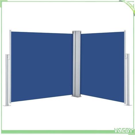 Auvent latéral rétractable - FAFEICY - Écran rétractable à double face - Bleu - 100 x 0-600 cm - Polyester résistant UV (1/5)