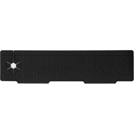 Double-Sided Silicone Faucet Mat, Water Resistant Sink Splash Guard, Adjustable Hole Design, Premium Material for Kitchen and Bathroom, 60x15cm (Black)