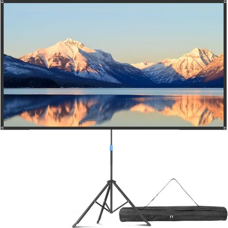 80"Écran Videoprojecteur avec Trépied, 4K HD 16:9 Ecran de Projection sur Pied, Léger, Facile à Installer, idéal pour Cinéma, Bureau et Les Présentations, Mat, Fibre de verre (1/5)