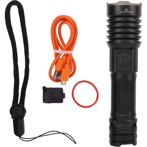 Wiederaufladbare LED-Taschenlampe per USB, wasserdicht (IPX4), intelligentes Digitaldisplay, Gehäuse aus Aluminiumlegierung, superhell – ideal für Camping (1/5)