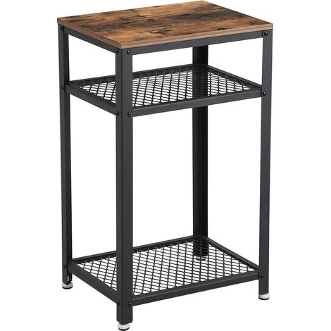 Table d'appoint vintage table de chevet bout de canapé avec casier ouvert et étagère en treillis 45 x 35 x 75 cm pour salon et bureau armature métallique stable (1/3)