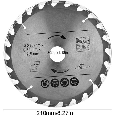 Kreissägeblatt 210 mm, 24, 48 oder 60 Zähne, Hartmetall-Sägeblatt, 30 mm Bohrung (1/5)