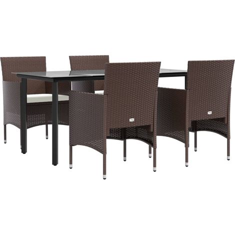 Cuscini per mobili da giardino per sala da pranzo 5 pezzi marrone/nero 020014617