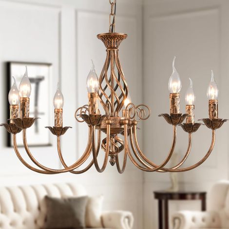 Ganeed 8 Lights French Country Chandelier, Bronze Chandelier, Metal Pendant Chandelier, Pendant Lamp for Island Kitchen Farmhouse, Dining Room, Foyer (1/5)