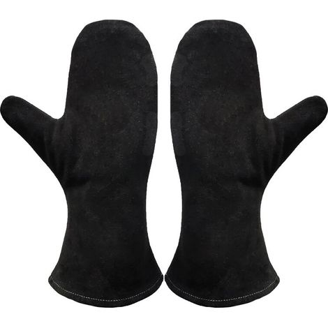 Gant de cheminée en cuir isolé thermique - protection haute (1/5)
