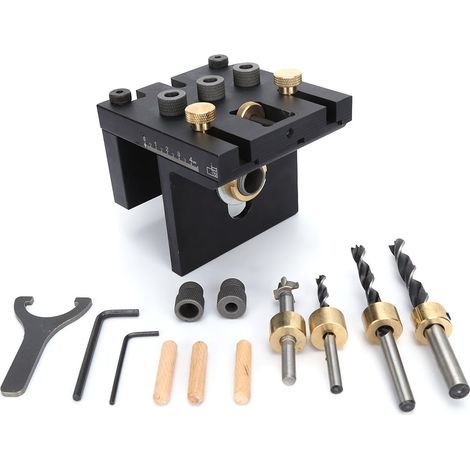 Positioning tool for woodworking, drilling kit for aluminum joinery, punch press, drilling jig and (1/5)