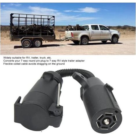Adaptateur De Prise Remorque 7 Voies, Connecteur De Câblage Rond Européenne 7 Broches Vers Américaine Accessoires Adaptateur Prise Remorque Usa Europe Pour Voiture, Remorque, Attelage, Caravane (1/5)