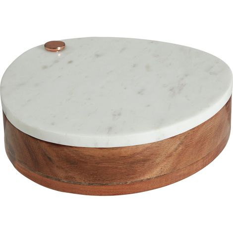 Premier Housewares White Marble/Wood Cheese Knife and Board Set (1/2)