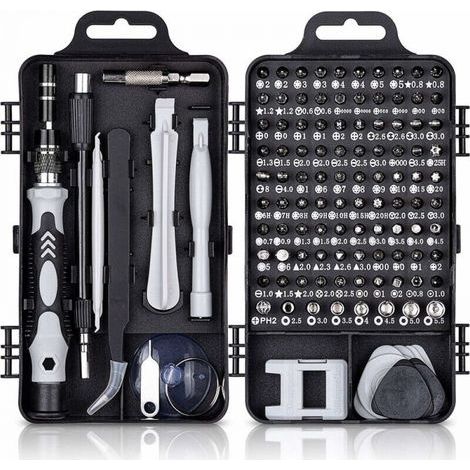 115 en 1 Tournevis Precision Kit Tools, Portable Kit Tournevis de Précision Magnétique Tournevis Outils de Réparation Pour Ordinateur/Laptop/iPhone/Lunettes/Montre/Smartphone Noir (1/5)