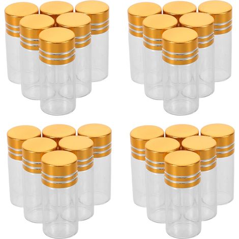 Lot de 50 Mini-Flacons Vides en Verre Transparent 3 ML Bouchon à Vis Doré Flacons de Voyage Étanches pour Huiles Essentielles Sérums et Stockage Liquide Usage Laboratoire et (1/5)