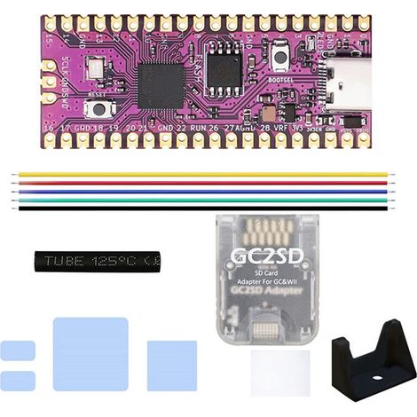 Raspberry Pi Picoboot Entwicklungsboard-Kit + GC2SD-Kartenleser RP2040 Dual-Core 264 KB + 16 MB Flash-Speicher, für die Gamecube-Spielkonsole