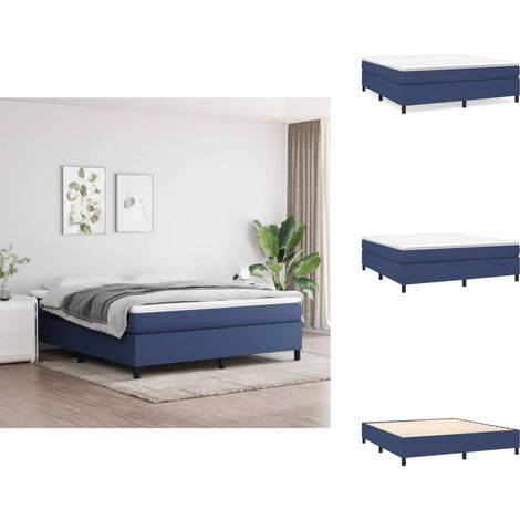 Boxspringbett mit Matratze Blau 180x200 cm Stoff - Boxspringbett - Doppelbett - Liegekomfort - Matratze - Federkernmatratze (1/5)