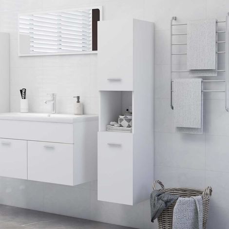 Furniture Limited - Armoire de salle de bain Blanc 30x30x130 cm B (1/5)