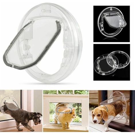 Porte chatière pour chats et chiens – Compatible fenêtres et portes coulissantes en verre – 4 positions de verrouillage – Matériaux PC et ABS (1/5)