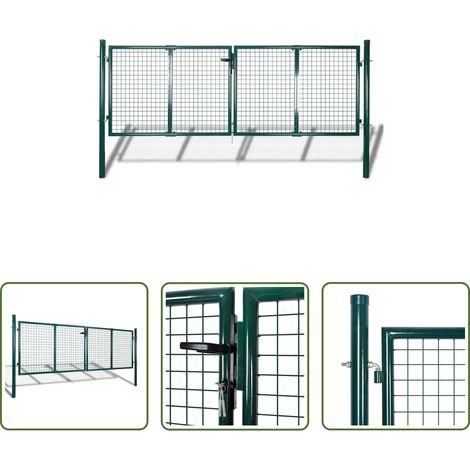 vidaXL Gartentor Stahl - Zauntor Stahl 300x100 cm Grün (1/5)