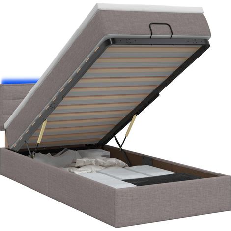 Maison Exclusive - Lit coffre avec matelas et LED Taupe 90 x 200 cm Tissu (1/5)