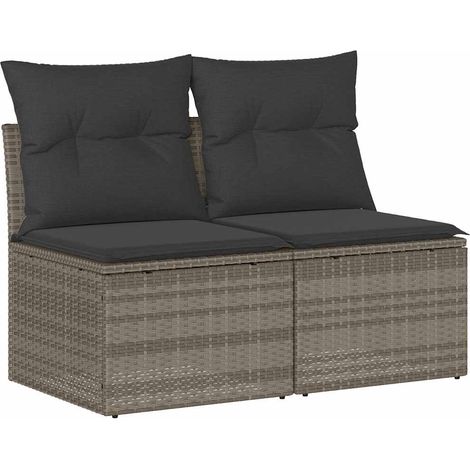 Maison Exclusive - Divano Giardino 2pz con Cuscini Grigio Chiaro Polyrattan Acacia (1/5)