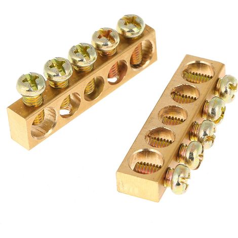 Lot de 10 bornes à vis en laiton à 5 trous pour lignes de distribution électrique, rails de mise à la terre et de conducteur neutre (1/5)