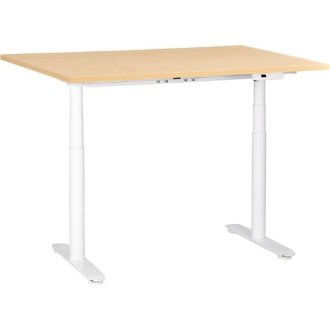 Scrivania regolabile in altezza elettricamente bianco 120 x 60 cm bianco e marrone chiaro DESTINAS