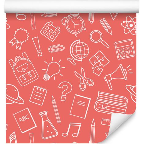 Papier peint Fournitures scolaires Corail, Fond corail pour salon et chambre 50x1000 cm (1/5)