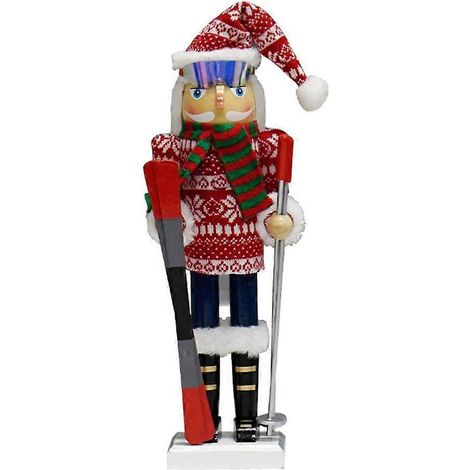 Casse-noisette en bois de 38 cm, figurine de soldat et garçon skieur, marionnette, décoration de Noël (1/4)