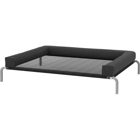 Lit surélevé rafraîchissant pour chien, canapé de camp portable intérieur extérieur, 130x90x30 cm, noir (1/5)