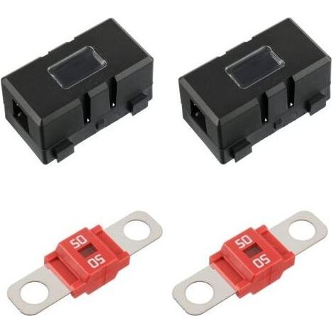 Lot de 2 porte-fusibles ANS pour véhicule + 2 fusibles midi boulonnés haute capacité (50 A) – Compatible avec voitures, camions et véhicules utilitaires (1/5)