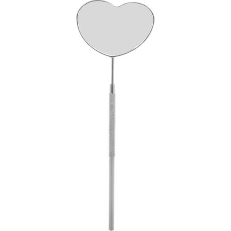 Miroir à Cils en Forme de Cœur Professionnel Portable en Acier Inoxydable pour Extensions de Cils Argenté (1/5)
