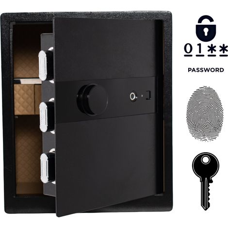 Biometrischer, gepanzerter Heimtresor mit Fingerabdrucksensor und Schublade, 45 x 38 x 32 cm
