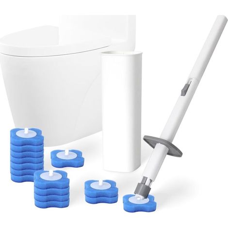 Scopa per WC a parete con testine di ricambio – Set per la pulizia del bagno da 14 pezzi, design compatto e igienico