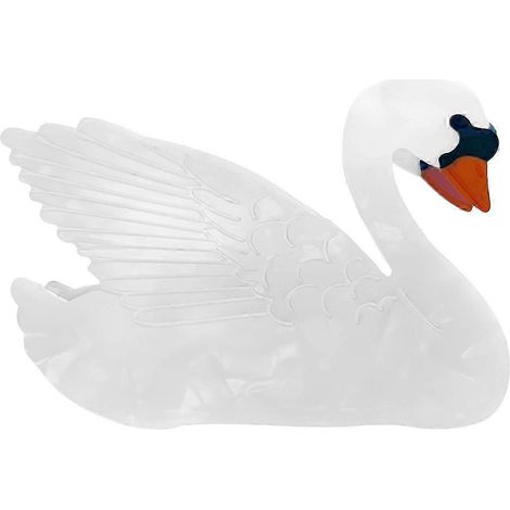 Pince à cheveux en forme de cygne, en acétate, matériau acide, grande barrette en forme d'animal, dents antidérapantes, arrière de la tête-White (1/5)